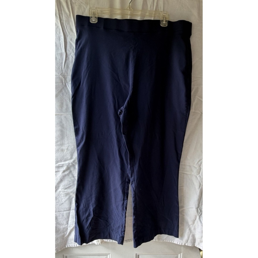 Crown & Ivy Womens Ankle Pants Navy Blue Stretch Pull On Elastic Waist XXL
